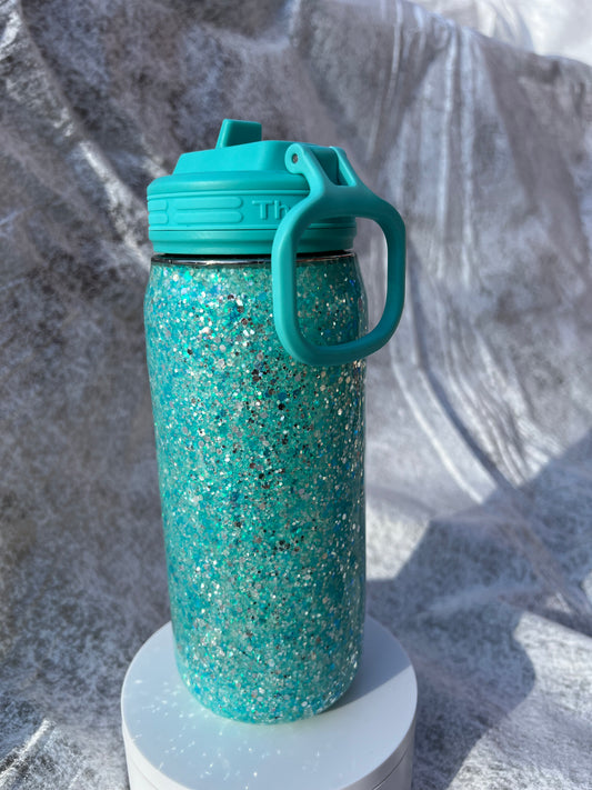 Teal Glitter 16 ounce Waterbottle